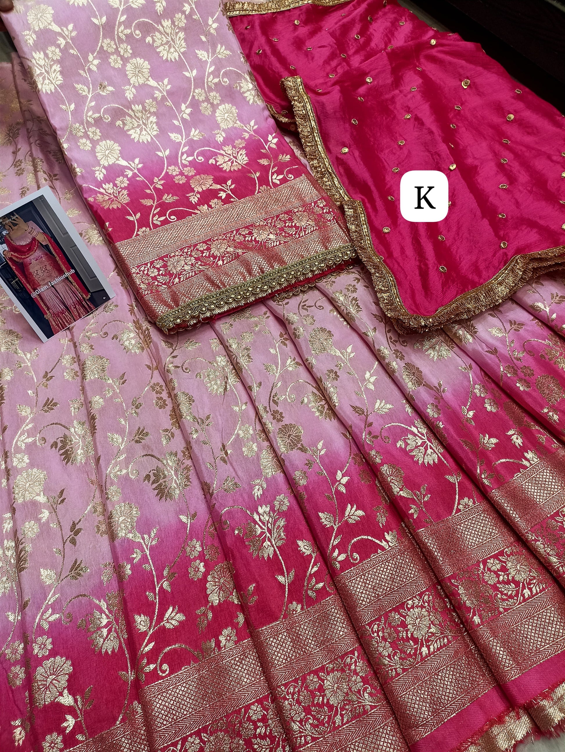 Lehnga/sharara fabric with dupatta