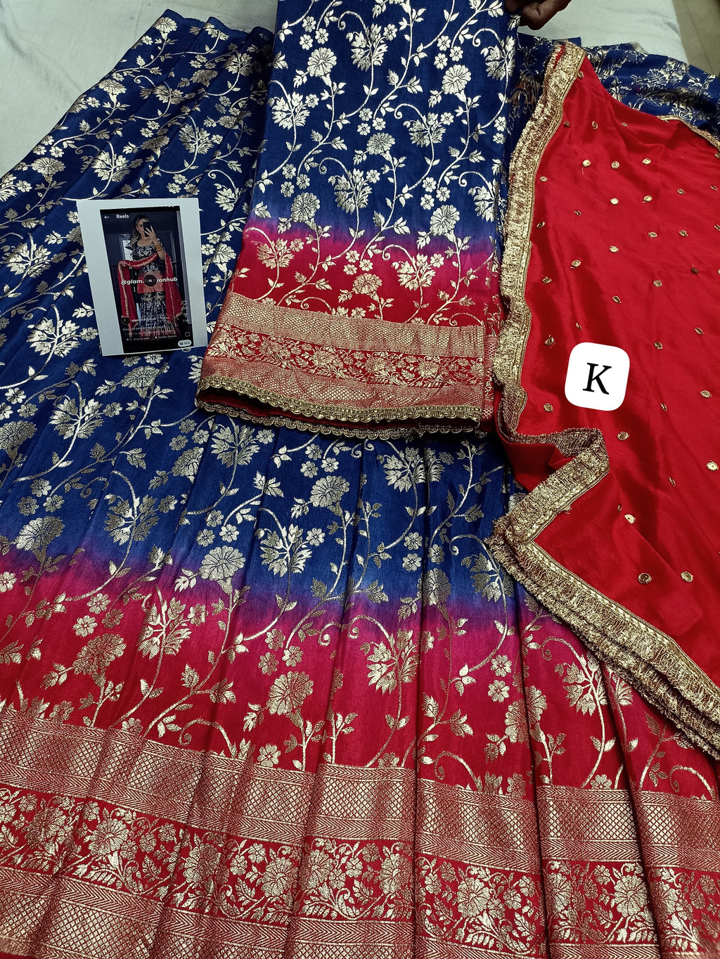 Lehnga/sharara fabric with dupatta