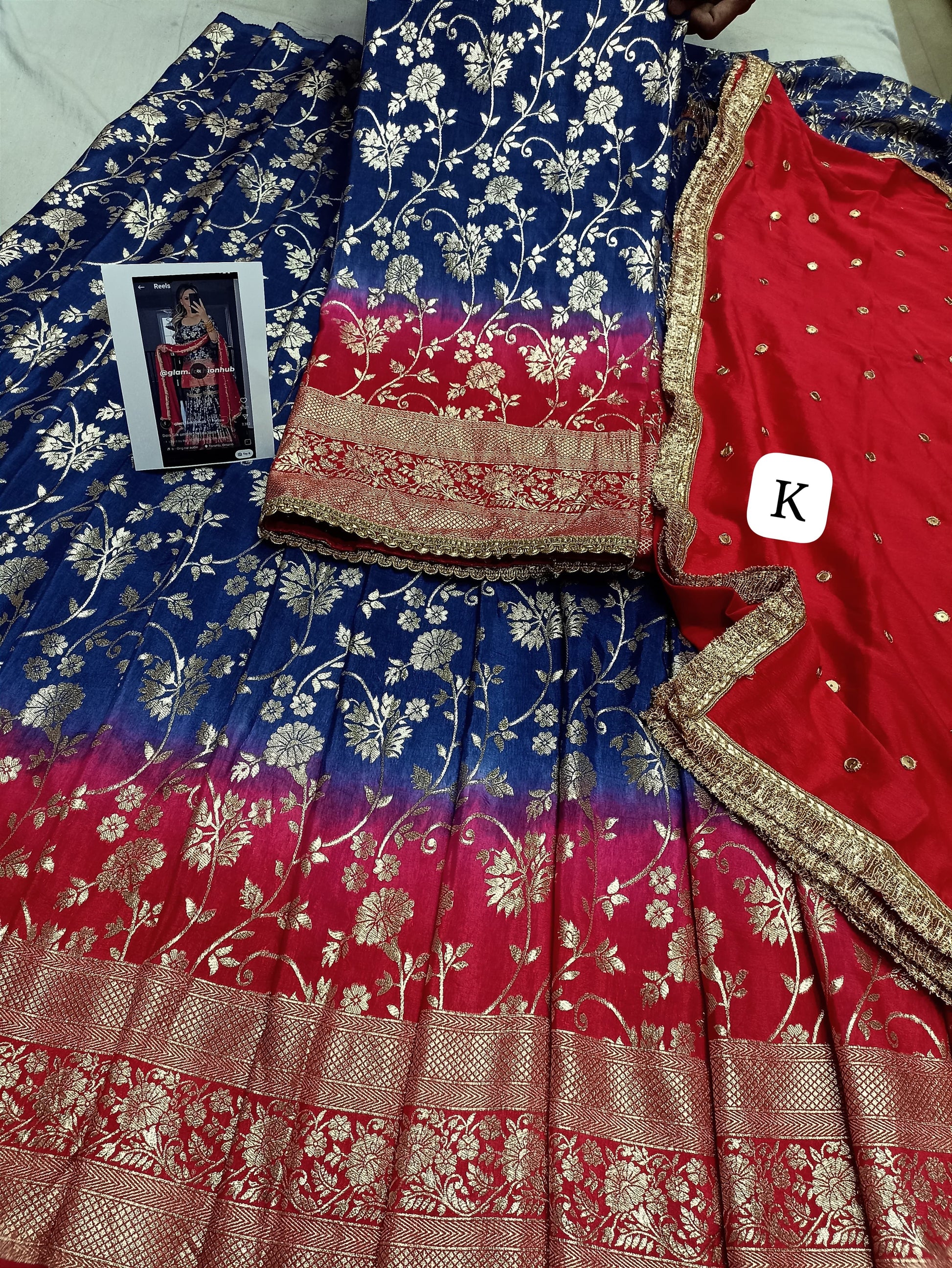 Lehnga/sharara fabric with dupatta