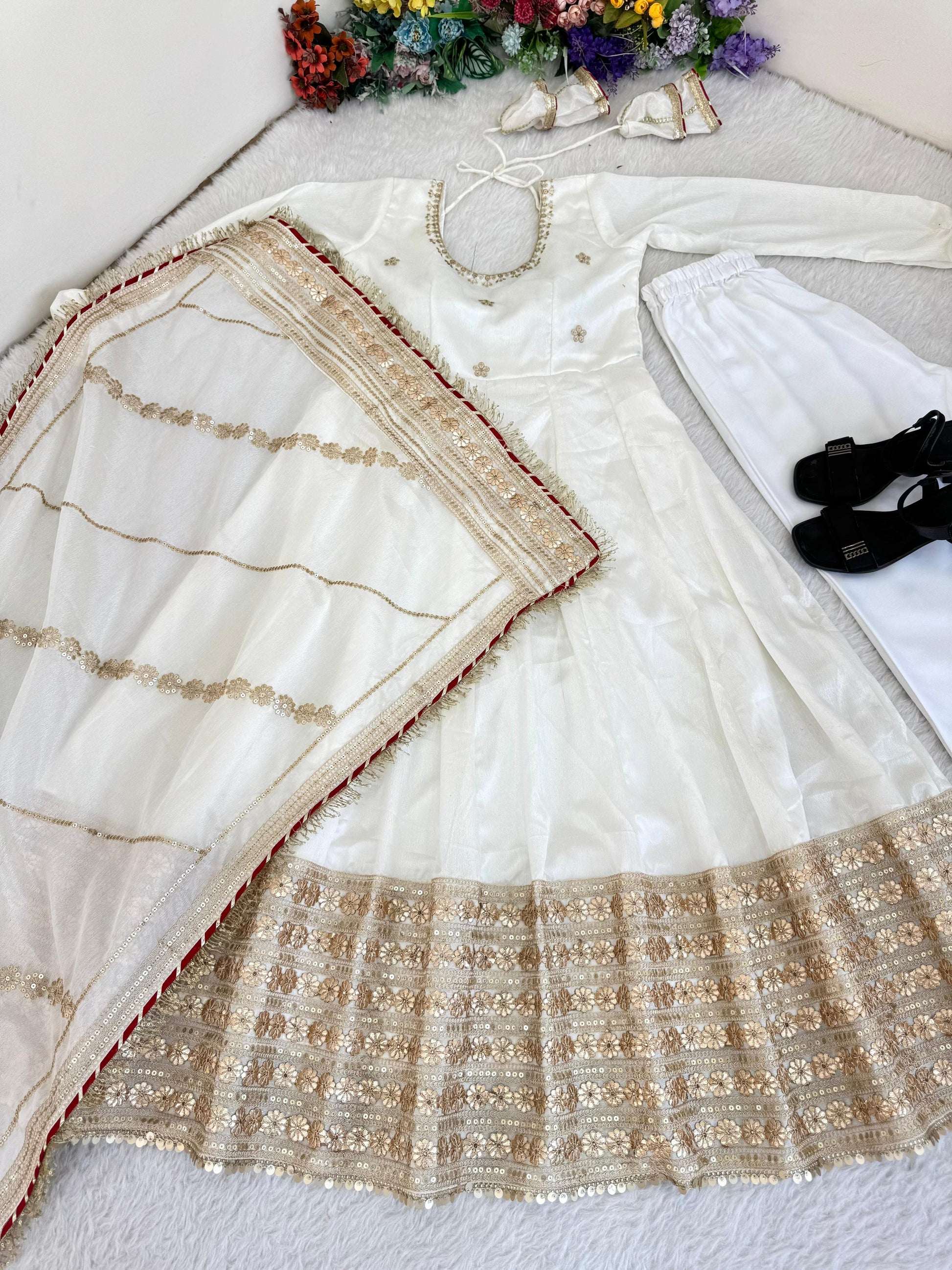 white anarkali
