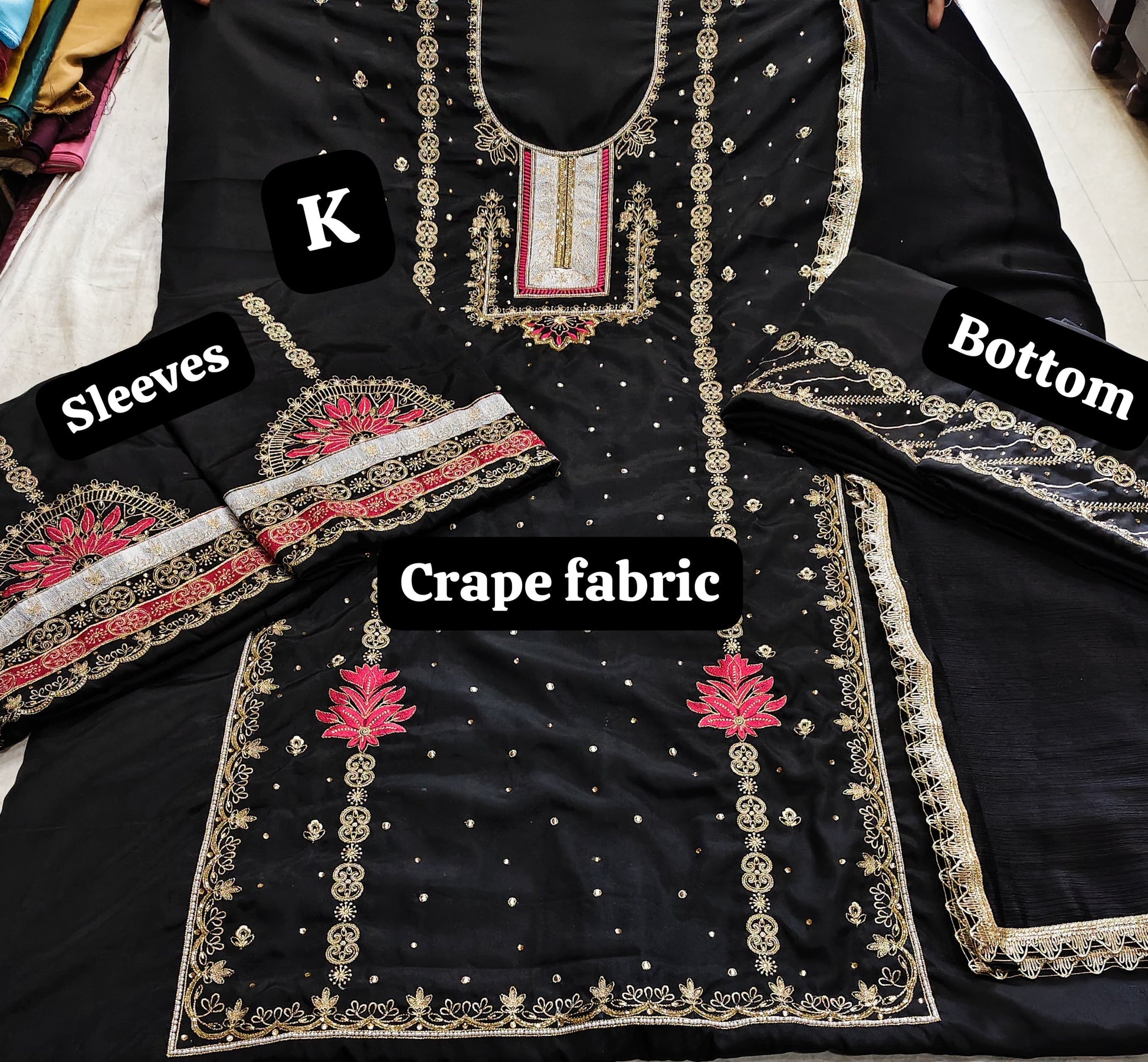 Black jaggo outfit unstitched