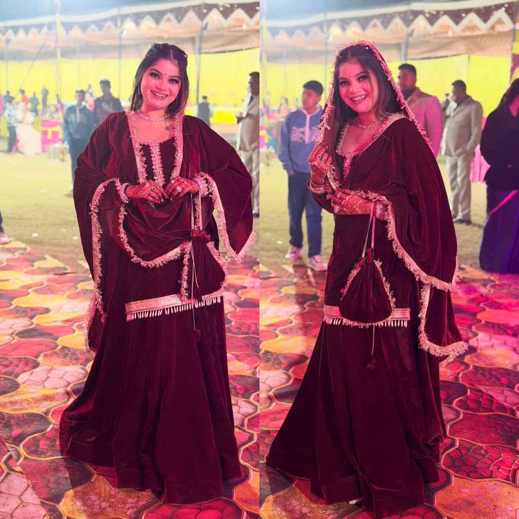 velvet lehnga