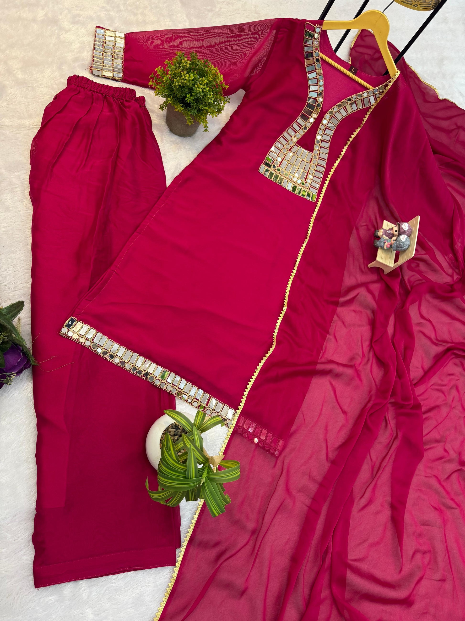 farshi salwar with mirror work