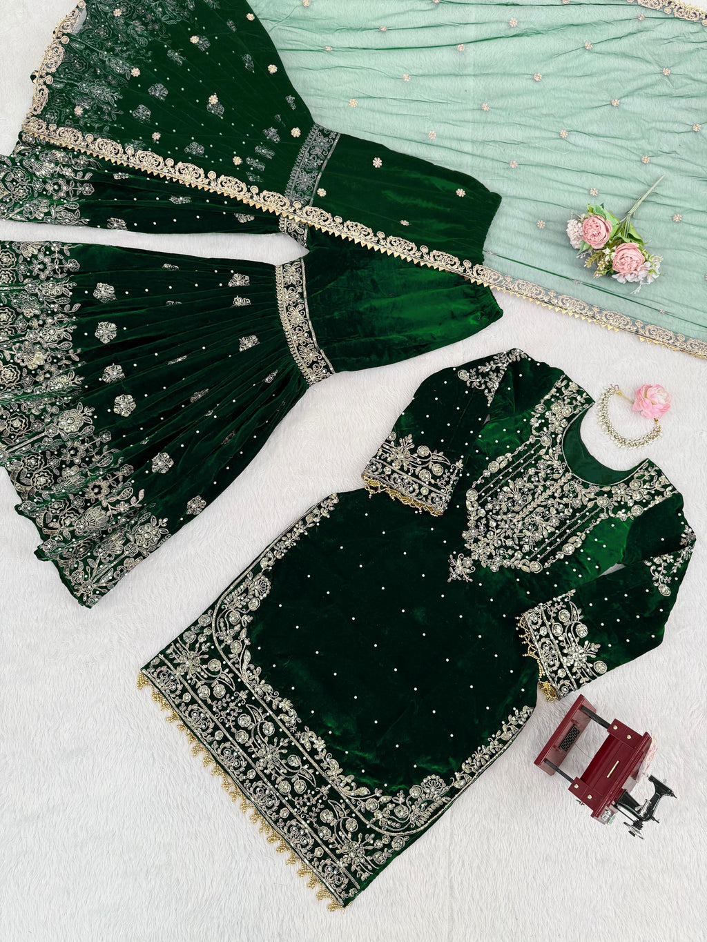 Velvet sharara suit