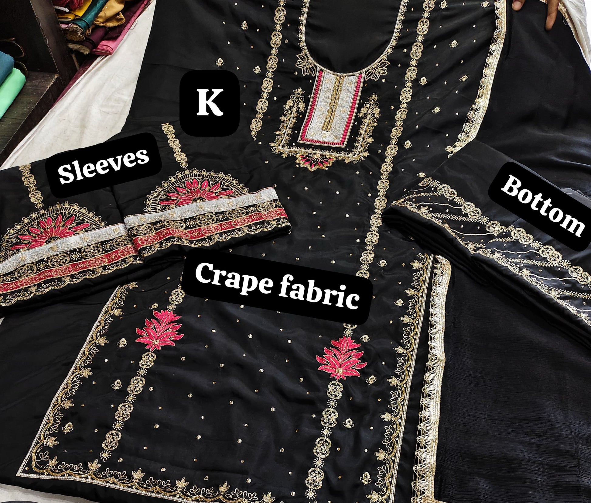 Black jaggo outfit unstitched