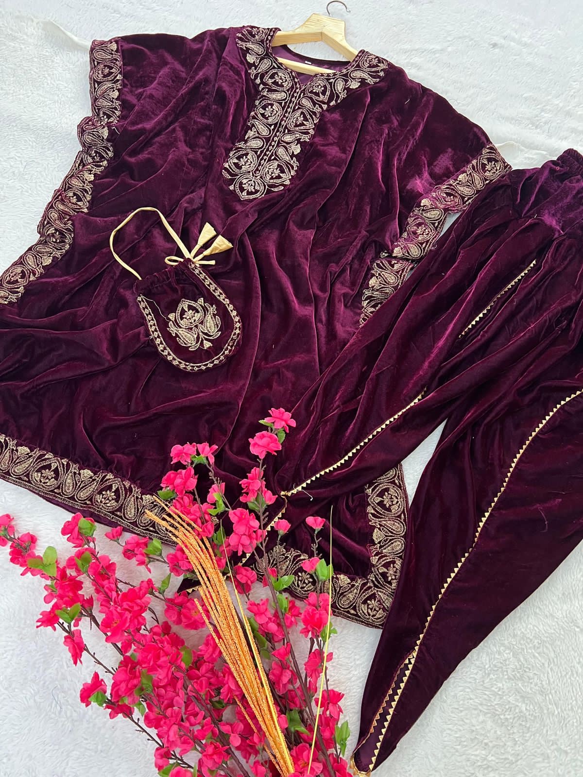 velvet kaftan set