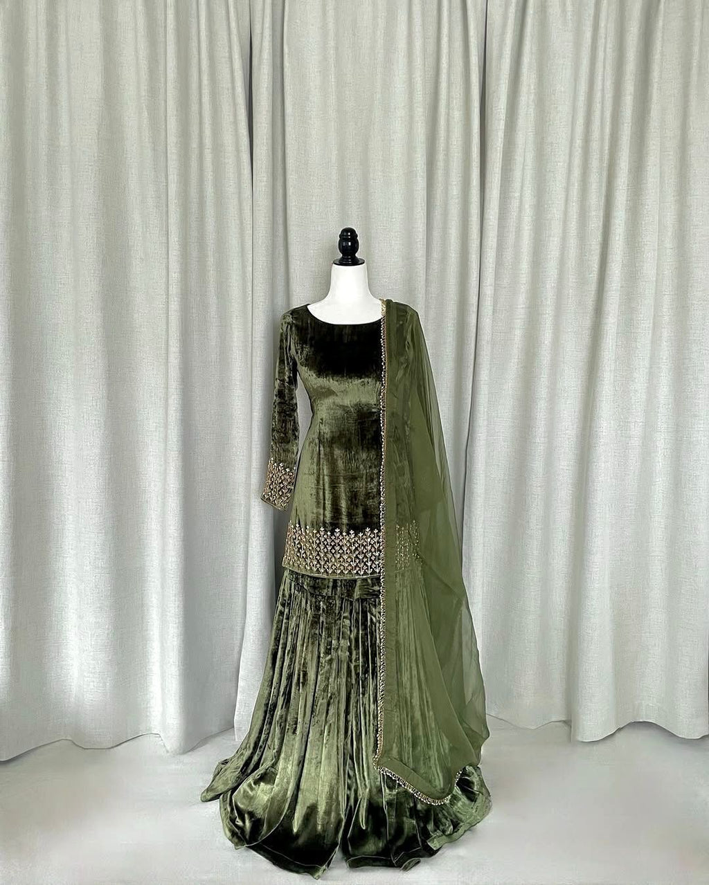 velvet sharara suit