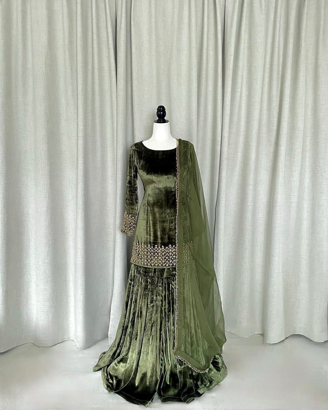 velvet sharara suit