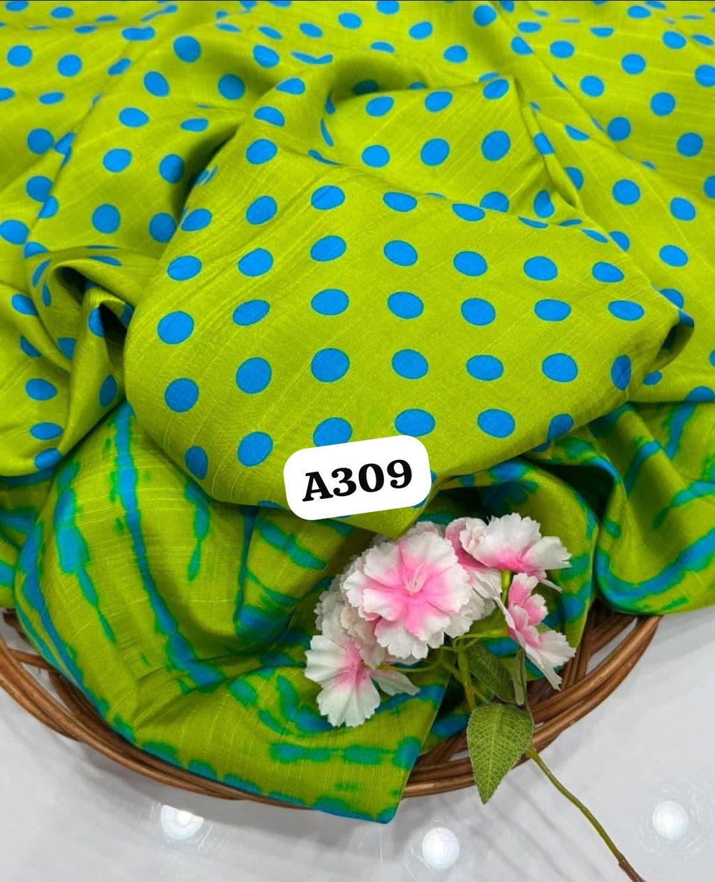 Polka dots in tussar satin