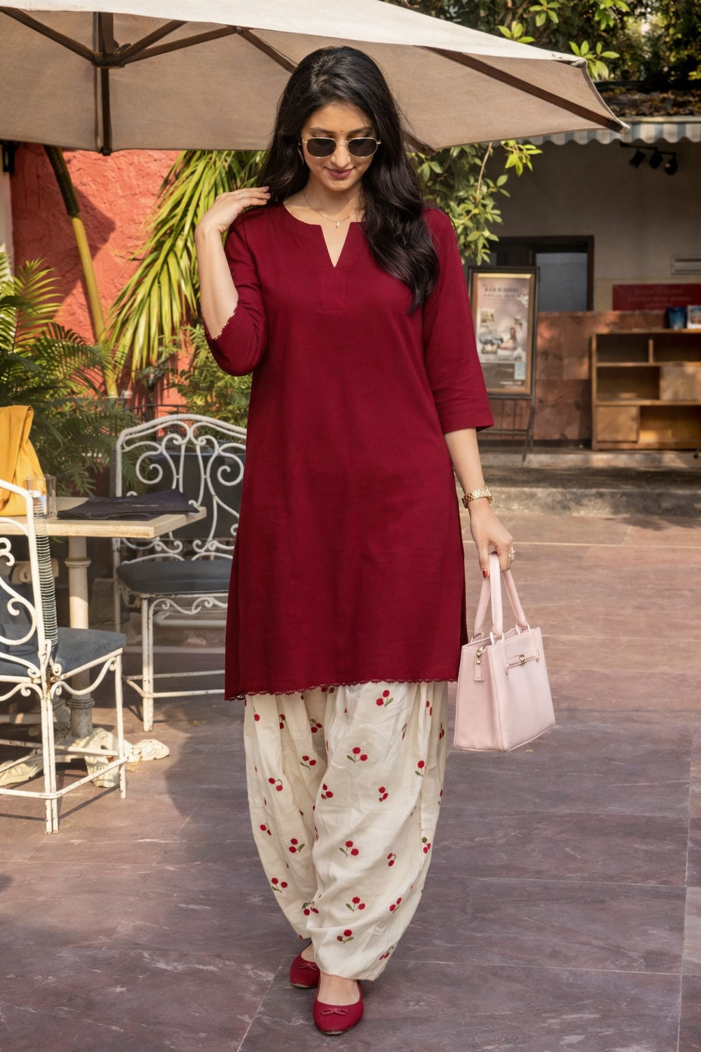 viral farshi salwar set cherry deisgn