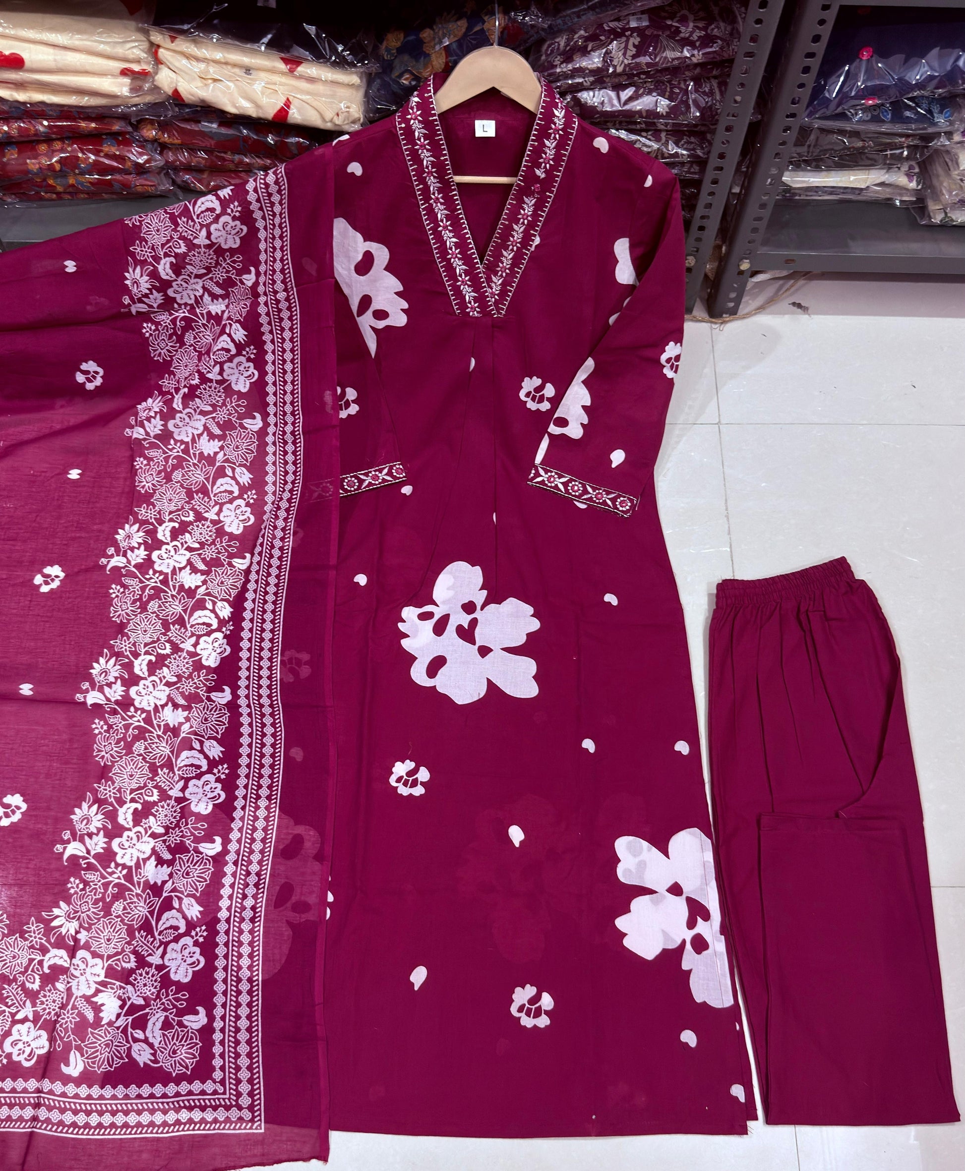Stitched cotton suit