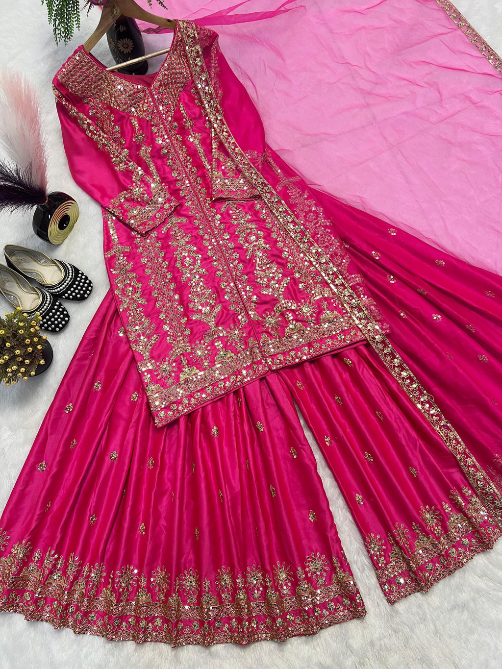 Majenta sharara suit