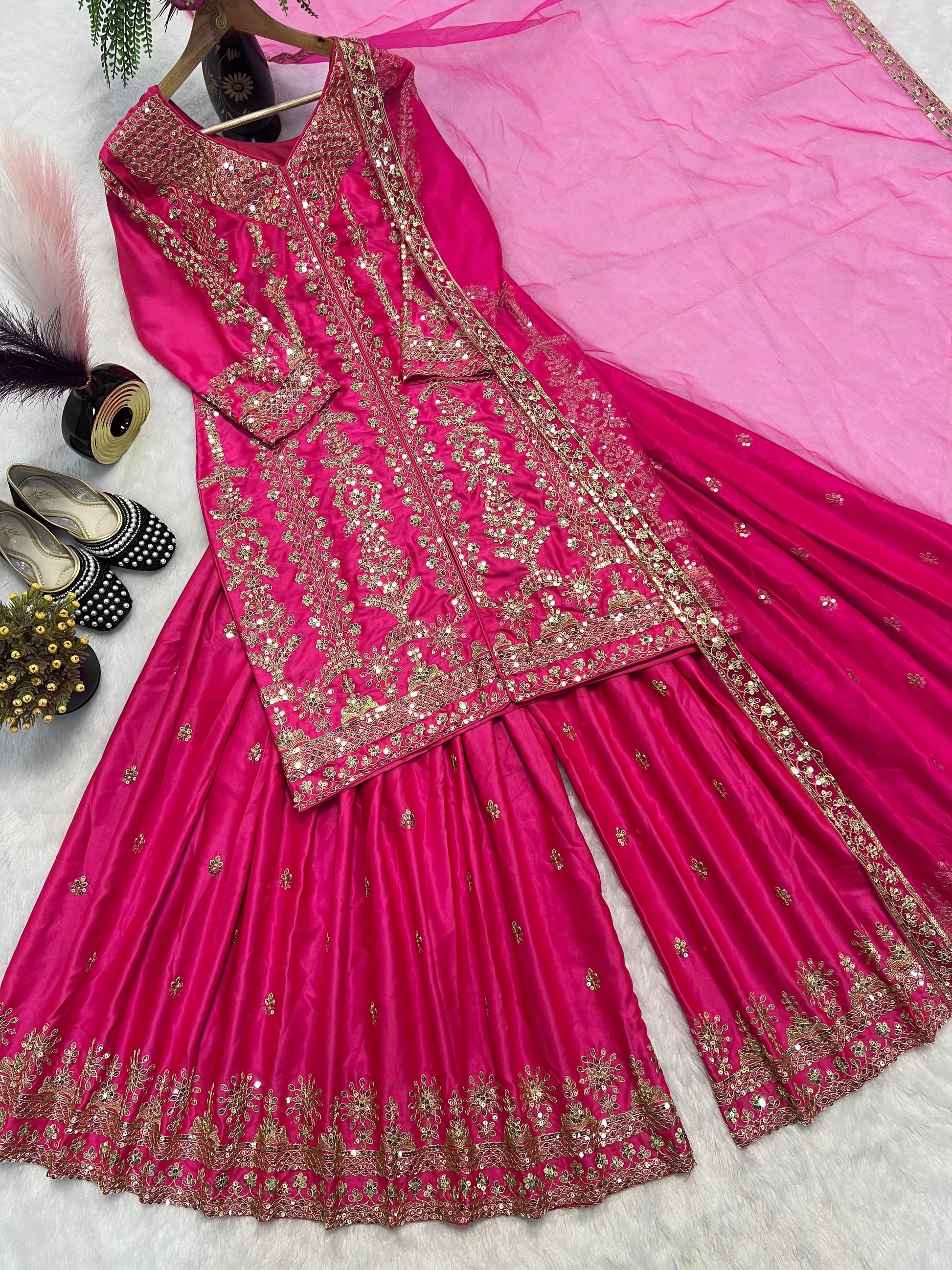Majenta sharara suit