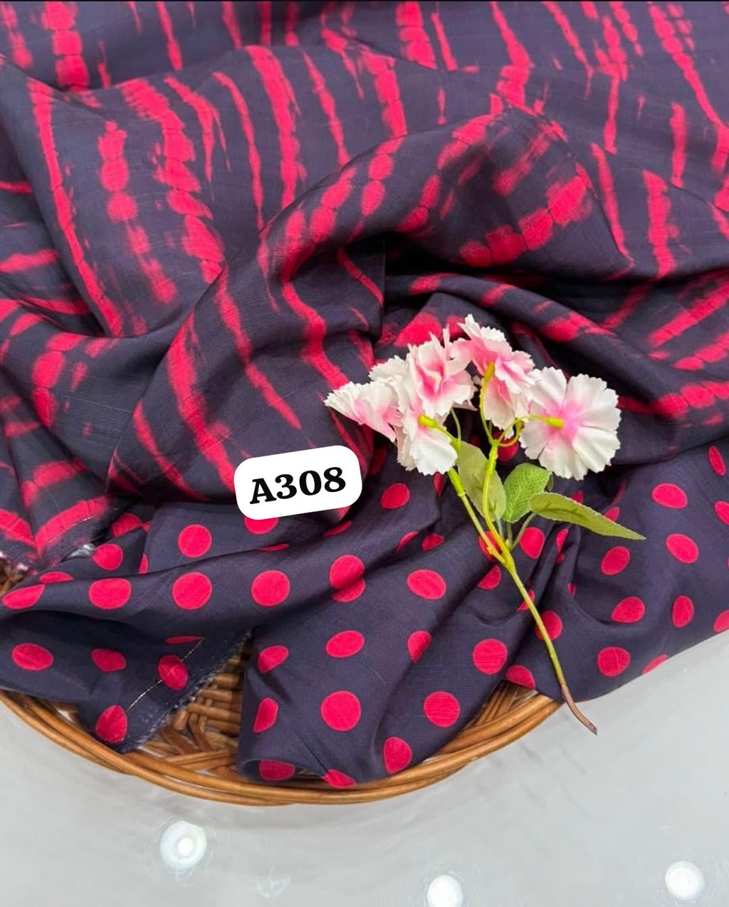 Polka dots in tussar satin