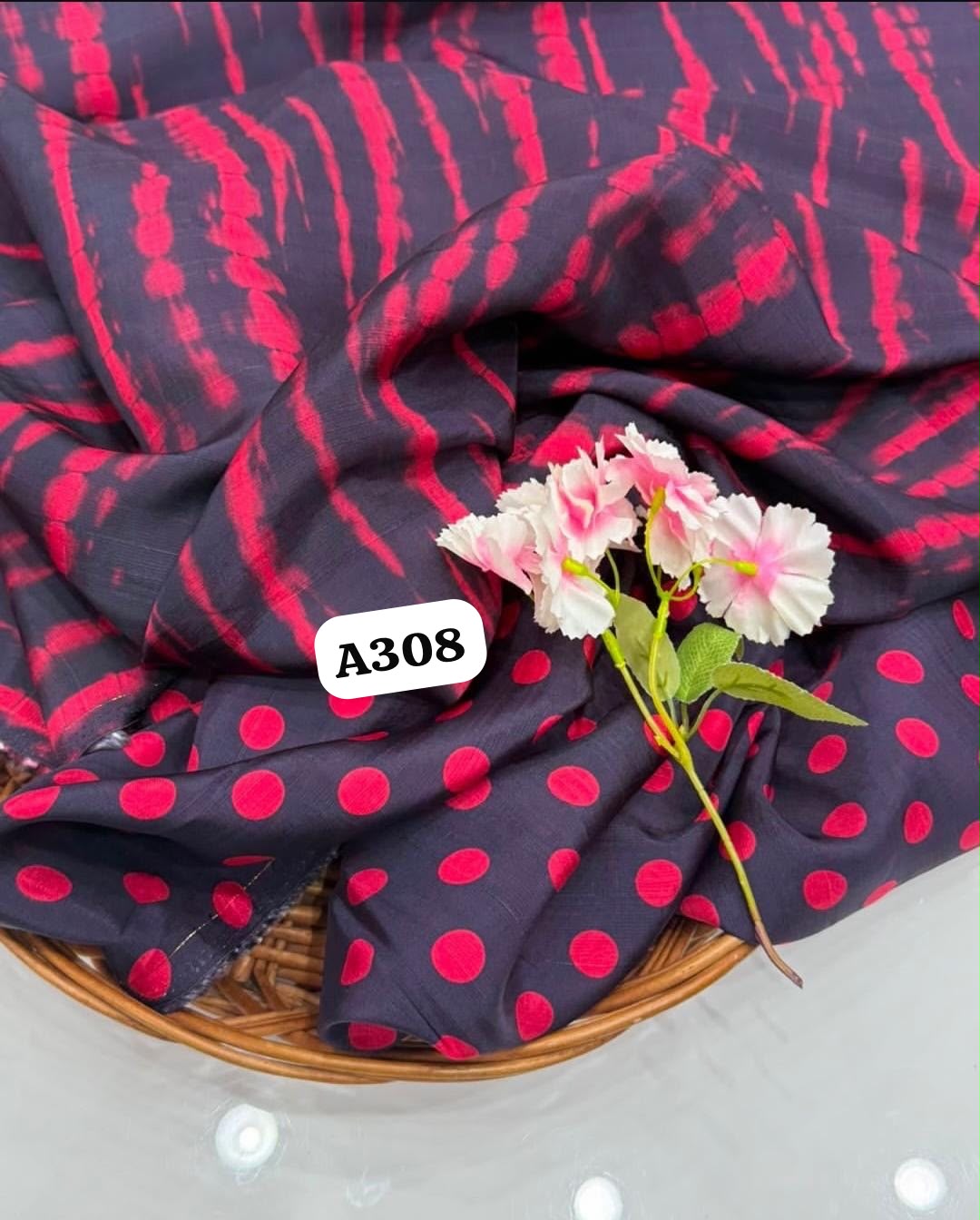 Polka dots in tussar satin