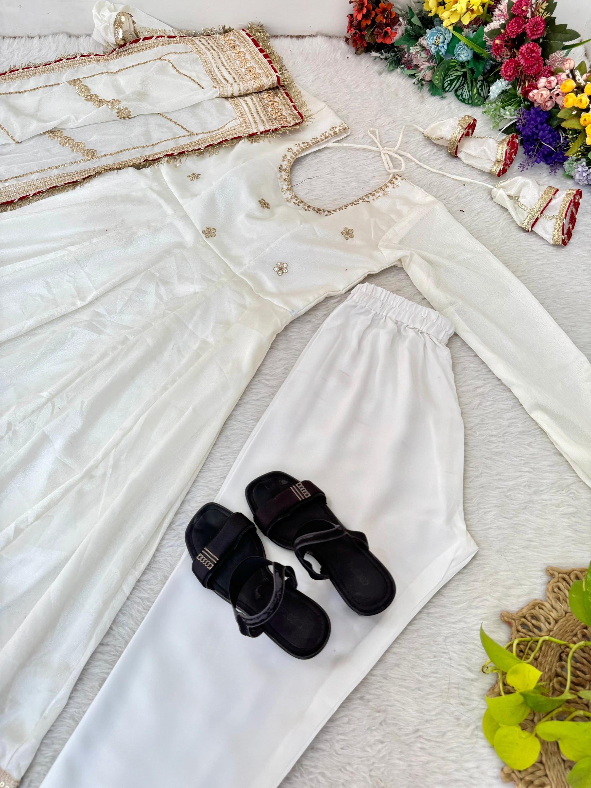 white anarkali